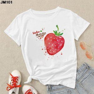 Harajuku Women's Tshirt Fashion Fruit Strawberry Print Female T shirt Spring
